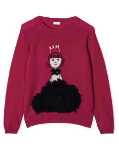 Il Gufo Girls Red Jumper With Embroidered Princess