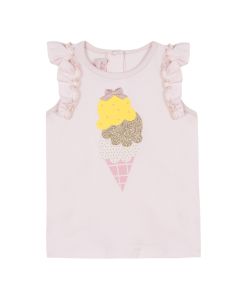 Lili Gaufrette Baby Girls Pink Cotton Ice Cream Top