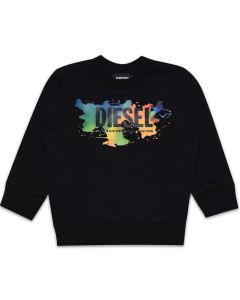 Diesel Black Cotton Multi Coloured Graphic Logo Sweatshirt