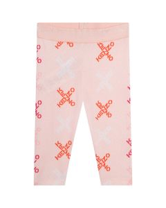 KENZO KIDS Girls Pink Cotton Small X Logo Leggings