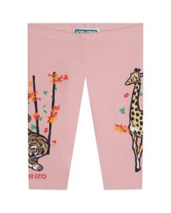 KENZO KIDS Girls Pink Cotton Logo Animal Leggings