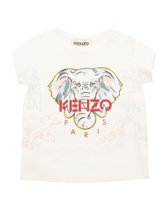 KENZO KIDS Girls White Elephant and Polar Bear T-Shirt