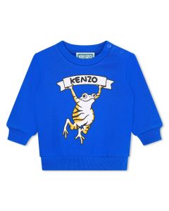 KENZO KIDS Boys Blue Cotton Cute Frog Logo Sweatshirt