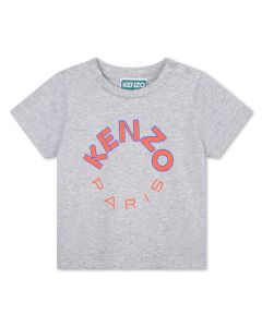 KENZO KIDS Boys Grey Cotton Orange Logo T-Shirt