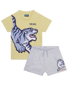 KENZO KIDS Boys Yellow & Grey Tiger Logo Shorts Set