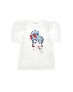 Monnalisa Girls White Diamanté Tinkerbell T-Shirt