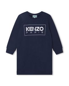 KENZO KIDS Girls WS23 Navy Logo Sweatshirt Dress