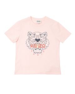 KENZO KIDS Girls Navy & Orange Iconic Tiger Pink T-Shirt