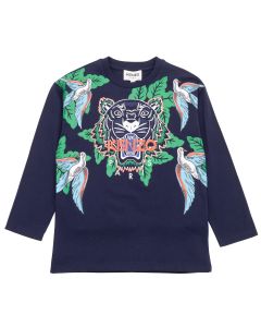 KENZO KIDS Boys Navy Iconic Tiger and Birds T-Shirt 
