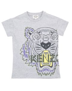KENZO KIDS Boys Iconic Purple and Yellow Tiger Grey T-Shirt