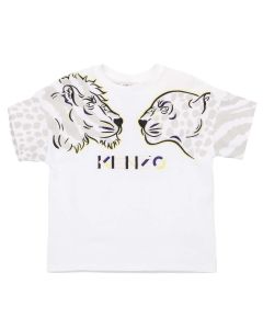 KENZO KIDS Boys White Cotton Tiger & Friends T-Shirt