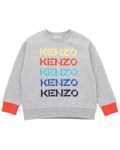 KENZO KIDS Boys Grey Multi Coloured Gradient Logo Sweatshirt 