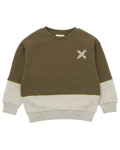 KENZO KIDS Boys Khaki Green & Grey Large X Logo Sweatshirt