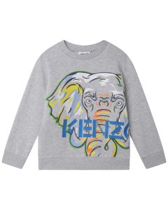 KENZO Boys Grey Cotton Elephant SS23 Logo  Sweatshirt