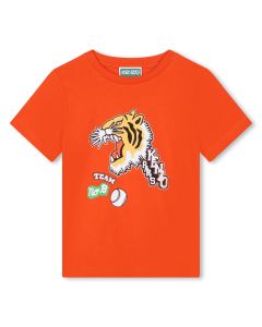 KENZO KIDS Boys Orange Cotton Varsity Tiger T-Shirt