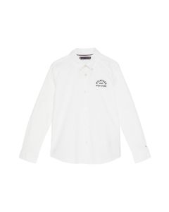 Tommy Hilfiger Boys White Regular Fit Oxford Shirt With Embroidered Logo