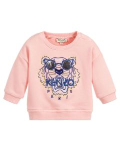 Kenzo Kids Baby Pink Girls TIGER Sunglasses Sweatshirt