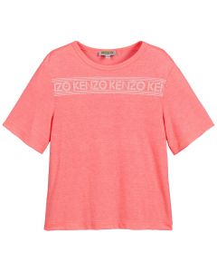 Kenzo Kids Girl's Neon Pink Logo T-Shirt