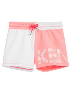 Kenzo Kids Pink and White Logo Shorts