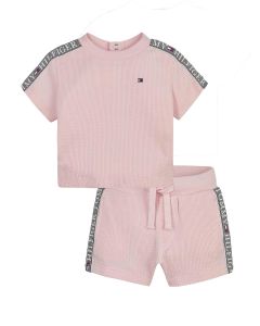 Tommy Hilfiger Baby Pale Pink Waffle Texture Short Set