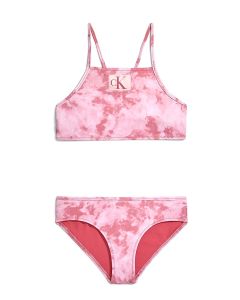Calvin Klein Pink Tie Dye Logo Bralette Bikini