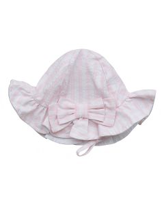 A'Dee Little A Summer Bloom 'Gael' Pale Pink All Over Print Sunhat With Ties And Bow