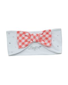 A'Dee Little A Pretty Polka 'Genisis' Bright White Headband With Checked Detail And Bow