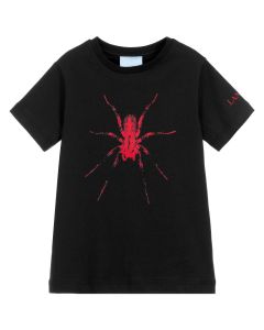 Lanvin Boys Black Cotton Red Spider T-Shirt