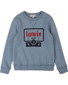 Lanvin Boys Blue Paris Logo Sweatshirt 