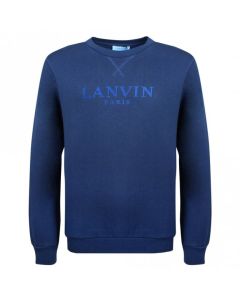 Lanvin Boys Bright Blue Logo Navy Cotton Sweatshirt