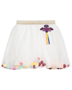 BILLIEBLUSH Girl's Cream Pom Pom Tulle Skirt