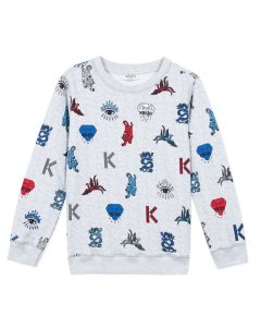 Kenzo Kids Boys Light Grey  Cotton Disco Jungle Sweatshirt