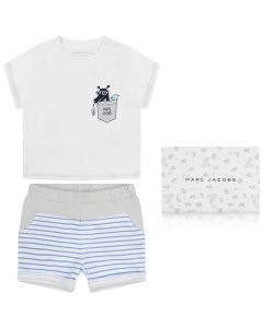 Little Marc Jacobs Boy's Dragon Print T-shirt And Striped Shorts Set 