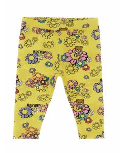Moschino Baby Girls Yellow Teddy Bear & Flower Leggings
