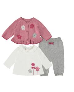 Mayoral Baby Berry And Grey Three Piece Set