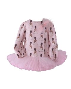 Daga Girls Pink Ballerina Tulle Hem Dress