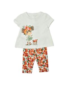 Mayoral Baby Girl Ivory T-Shirt &amp; Orange Citrus Fruit Legging set