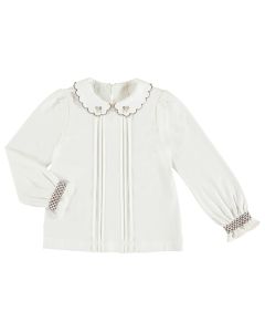 Mayoral Girls Ivory Knit Embroidered Blouse