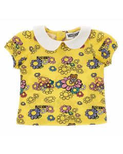 Moschino Baby Girls Yellow Teddy Bear & Flower T-Shirt