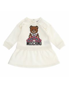 Moschino Baby Girls Ivory Toy Diamanté Love Heart Dress