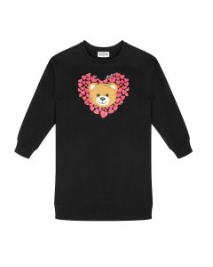 Moschino Kid Girls Black Teddy Bear Heart Sweatshirt Dress