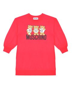Moschino Kid Girls Red Three Teddy Bear Dress