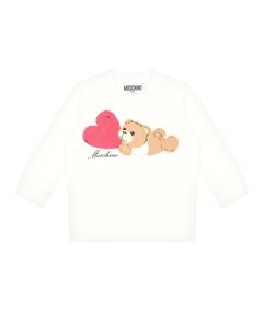 Moschino Baby Girls Ivory Heart &amp; Teddy Bear Sweatshirt
