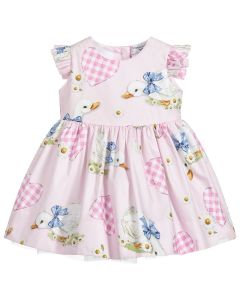 Monnalisa Bebé Girls Pink Cotton Duck Dress