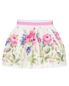 Monnalisa Ivory & Pink Cotton Skirt