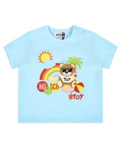 Moschino Baby Blue Beach Teddy Bear Cotton Baby T-Shirt