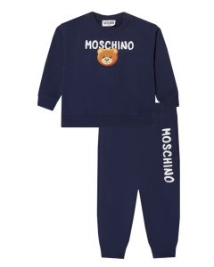 Moschino Baby Navy Blue Cotton Embossed Teddy Tracksuit