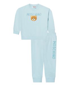 Moschino Baby Sky Blue Cotton Embossed Teddy Tracksuit