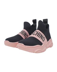 Moschino Kids-Teen Pink And Black Sock Trainers