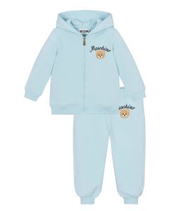 Moschino Baby Sky Blue Cotton Teddy Bear Zip-Up Tracksuit